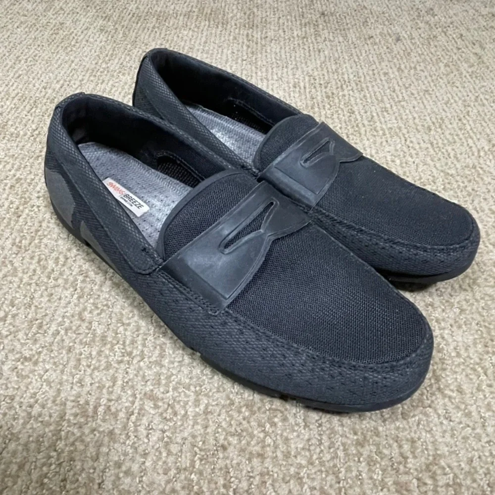SWIMS Breeze Penny Loafer Men 11 Black Mesh Breathable Coastal Boat Preppy